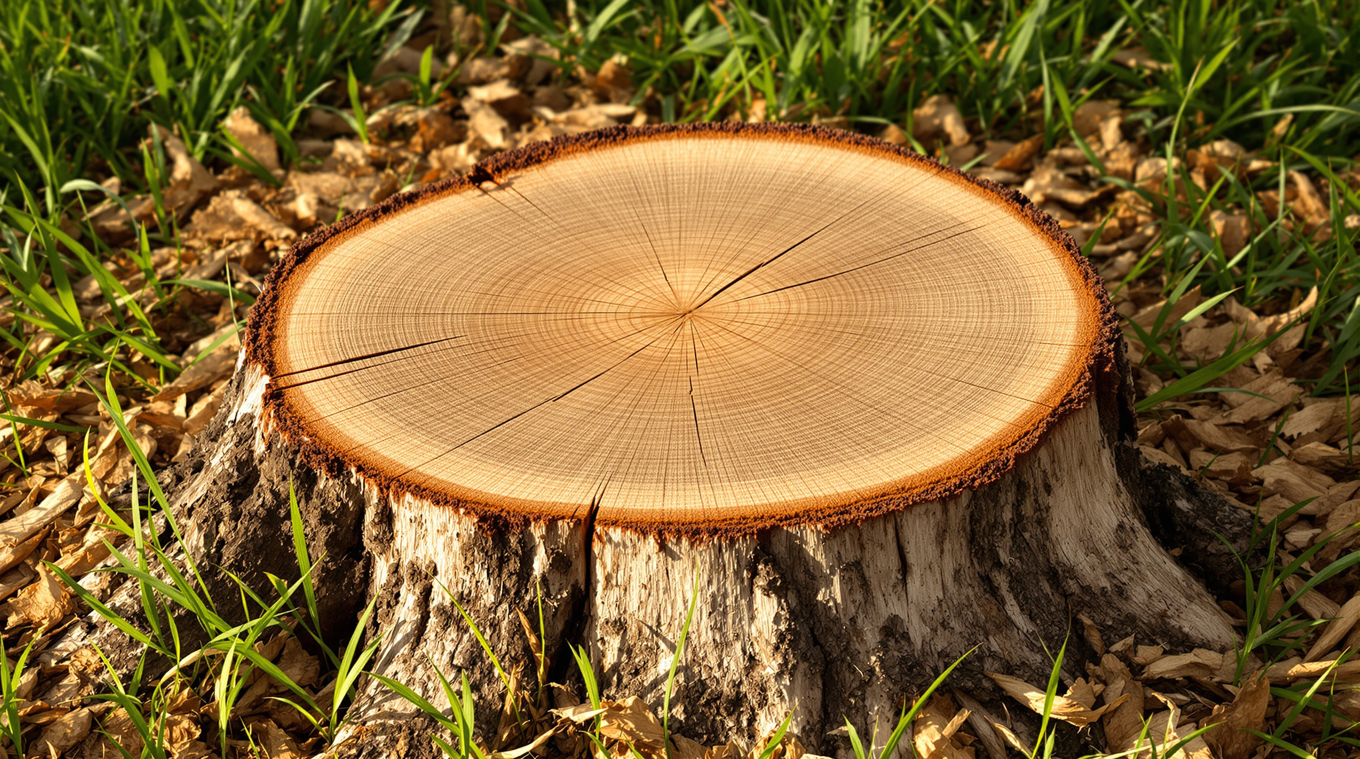 Souche d'arbre apres abattage